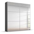 Rauch Reflect 175cm 2 Door Mirrored Sliding Wardrobe with Interior Division - Metallic Dark Grey