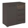 Rauch Luana 1 Door Small Sideboard - 80cm - Graphite and Atlantic Dark Oak