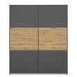 Rauch Miro 175cm 2 Door Sliding Wardrobe - Metallic Dark Grey and Artisan Oak