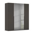 Rauch Paola 201cm 4 Door Wardrobe - Graphite and Grey Glass