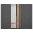 Rauch Lamella 271cm 6 Door Wardrobe with Mirror - Metallic Dark Grey and Artisan Oak