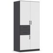 Rauch Maika 91cm 3 Door Wardrobe - H 197cm - Metallic Dark Grey and Alpine White