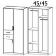 Rauch Maika 91cm 3 Door Wardrobe - H 197cm - Metallic Dark Grey and Alpine White