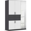 Rauch Maika 136cm 5 Door Combi Wardrobe - H 197cm - Metallic Dark Grey and Alpine White