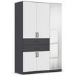 Rauch Maika 136cm 5 Door Combi Wardrobe - H 210cm - Metallic Dark Grey and Alpine White