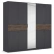 Rauch Ticao 226cm 9 Door Combi Wardrobe - Metallic Dark Grey and Atlantic Dark Oak