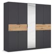Rauch Ticao 226cm 9 Door Combi Wardrobe - Metallic Dark Grey and Artisan Oak
