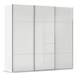 Rauch Contido 242cm 3 Door Sliding Wardrobe with Extras - Crystal White Glass