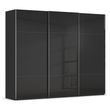 Rauch Contido 271cm 3 Door Sliding Wardrobe with Extras - Black Glass