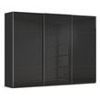 Rauch Contido 301cm 3 Door Sliding Wardrobe with Extras - Black Glass