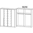 Rauch Artemis 181cm 4 Door Wardrobe - Alpine White and White Glass
