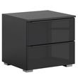 Rauch Monostar 2 Drawer Bedside Cabinet - Metallic Dark Grey with Basalt Glass