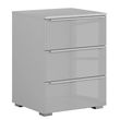 Rauch Monostar 3 Drawer Bedside Cabinet - Silk Grey with Grey Glass