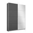 Rauch Belluno 136cm 2 Door Sliding Wardrobe with Mirror - Metallic Dark Grey