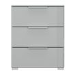 Rauch Skat Meridian 3 Drawer Bedside Cabinet - Silk Grey and Silk Grey Glass