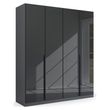 Rauch Quadra Spin 181cm 4 Door Wardrobe - Metallic Dark Grey and Basalt Glass