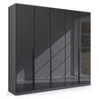 Rauch Quadra Spin 226cm 5 Door Wardrobe - Metallic Dark Grey and Basalt Glass
