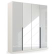 Rauch Quadra Spin 181cm 4 Door Wardrobe with Mirror - Alpine White and Crystal White Glass