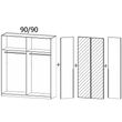 Rauch Quadra Spin 181cm 4 Door Wardrobe with Mirror - Alpine White and Crystal White Glass