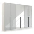 Rauch Quadra Spin 271cm 6 Door Wardrobe with Mirror - Alpine White and Crystal White Glass