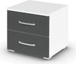 Rauch Aditio 2 Drawer Bedside Cabinet - Alpine White and Metallic Dark Grey