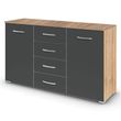 Rauch Aditio 2 Door Medium Sideboard with 4 Drawer - 120cm - Sonoma Oak and Metallic Dark Grey