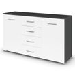 Rauch Aditio 2 Door Medium Sideboard with 4 Drawer - 120cm - Metallic Dark Grey and Alpine White