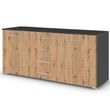 Rauch Aditio 2 Door Large Sideboard - 160cm - Metallic Dark Grey and Artisan Oak
