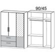 Rauch Alvor 136cm 3 Door Combi Wardrobe - Sonoma Oak and Metallic Dark Grey
