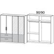 Rauch Alvor 181cm 4 Door Combi Wardrobe - Alpine White and Metallic Dark Grey