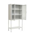 Acier White Metal 2 Door Display Cabinet with Glass Doors