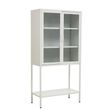 Acier White Metal 2 Door Display Cabinet with Glass Doors