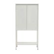 Acier White Metal 2 Door Display Cabinet with Glass Doors