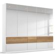 Rauch Winnipeg 226cm 5 Door Wardrobe with Mirror - Alpine White High Gloss and Halifax Oak