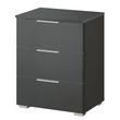 Rauch Alabama 3 Drawer Bedside Cabinet - Metallic Dark Grey