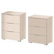 Rauch Alabama 3 Drawer Bedside Cabinet - Set of 2 - Champagne