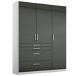 Rauch Homburg 136cm 3 Door Wardrobe with Drawer - Alpine White and High Gloss Grey