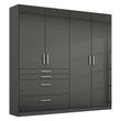 Rauch Homburg 181cm 4 Door Wardrobe with Drawer - Metallic Dark Grey and High Gloss Grey