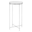 Allure Clear Mirrored Tall Round Side Table with Chrome Legs