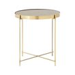 Allure Black Mirrored Round Side Table with Gold Legs