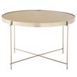 Allure Grey Mirrored Large Round Side Table with Chrome Legs
