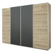 Rauch Syncrono 271cm 4 Door Sliding Wardrobe - Sanremo Oak Light and Metallic Dark Grey