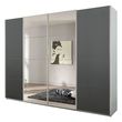 Rauch Syncrono 271cm 4 Door Sliding Wardrobe with Mirror - Silk Grey and Metallic Dark Grey