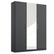 Rauch Skandi 136cm 3 Door Wardrobe with Mirror - Metallic Dark Grey