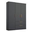 Rauch Skandi 136cm 3 Door Wardrobe with Drawer - Metallic Dark Grey