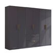 Rauch Skandi 271cm 6 Door Wardrobe with Drawer - Metallic Dark Grey