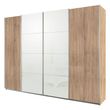 Rauch Syncrono 271cm 4 Door Sliding Wardrobe - Sonoma Oak and White Glass