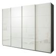 Rauch Syncrono 271cm 4 Door Glass Sliding Wardrobe - Metallic Dark Grey and White