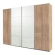 Rauch Syncrono 271cm 4 Door Sliding Wardrobe - Sonoma Oak and White High Gloss