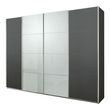 Rauch Syncrono 271cm 4 Door Sliding Wardrobe - Metallic Dark Grey and Grey High Gloss